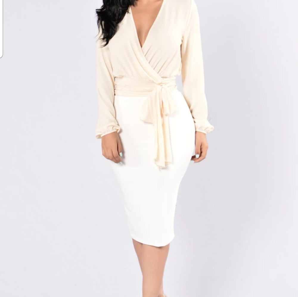 Cream Fashionnova wrap top